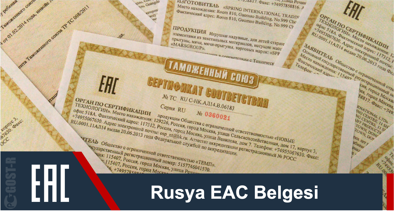 Rusya EAC Belgesi ve bunun hakkında oluşturulmuş bir görsel